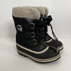 Sorel kids Size 2 Yoot Pac Nylon Black Waterproof Cold Weather Winter Snow Boot
